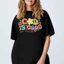 God is Good Shirt Christian Shirts for Women Oversized Jesus Religious Gift Tops Bible Verse Inspirational Tee (Large)