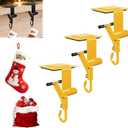 No-Drill Fireplace Stocking and Garland Hanger for Mantel 2-in-1 Adjustable Heavy Duty Christmas Hooks, Tool-Free Clip-On Design Holds Stockings Garland Securely for Indoor Outdoor Decor (3-gold)