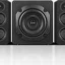 2.1 Computer Speakers with Subwoofer, 160W RMS, Bluetooth 5.3, Black | A 8-inch subwoofer, wood cabinets and silk dome tweeters. AUX/RCA, optical and coaxial inputs for PCs, TVs and turntables.