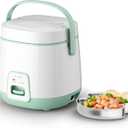 TLOG Mini Rice Cooker 2-Cup Uncooked(4-Cup cooked), Healthy Non-stick Coating 1.2L Small Rice Maker for 1-3 People, Portable Travel Fast Cooker with Steam Tray, Rice Maker for Grains, White Rice, Oatmeal, Veggies