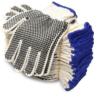 Evridwear Cotton Polyester String Knit Shell Safety Protection Work Gloves for Painter Mechanic Industrial Warehouse Gardening Construction Men & Women 12 Pairs, With Two Side dots, M Size (Medium (Pack of 24))