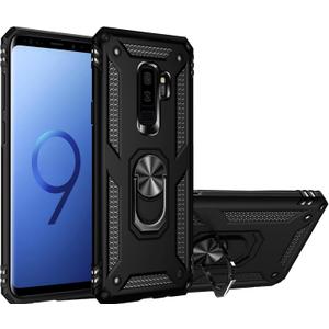 for Samsung Galaxy S9+ Plus Case, Dual Layer Protective Heavy Duty for S9 + Plus [Military-Grade] ProtectiveMagnetic Kickstand Car Holder Case Black
