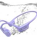 IP68 Waterproof Swimming Headphones, Bone Conduction Liquid Silicone Bluetooth Headphones, Built-in 32GB MP3 Player, Soft and Lightweight Open-Ear Design for Swimming/Marathons/Showers/Cycling (Purple