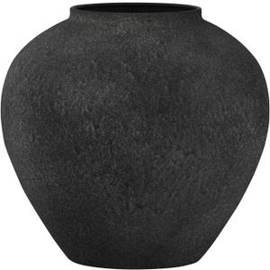 Black Large Vase, Rustic Round Vase for Flowers, Black Vases for Home Decor, Vintage Metal Vases for Living Rooms, Dining Tables, Shelves, Offices, Coffee Tables,11 Inches.