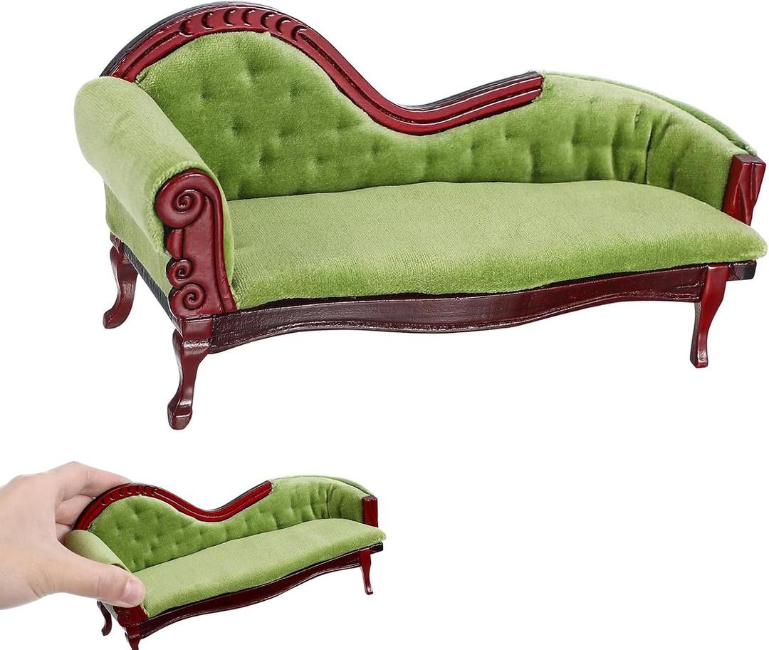 jarbins Dollhouse Furniture Miniature Accessories 1:12 Scale Wooden Vintage Miniature Bench Chair for Dollhouse Living Room Mini House Decoration Accessories