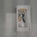 Initial Glass Cups Sunflower with Bamboo Lids and Straws,16oz Iced Coffee Mug Tumbler, Monogrammed Birthday Gifts Mother's Day Sunflower Gifts for Women, Mom, Friend, Sister, Letter R