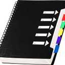 CAGIE 5 Subject Notebook College Ruled 8.5x11 240 Pages Spiral Notebook with Dividers Tabs A4 Notebooks for School Work Organization Note Taking, Black