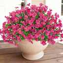 Bassion Artificial Flowers for Outdoors, 16 Bundles UV Resistant Fake Flowers Realistic Silk Faux Plants for Outdoor Planter Window Box Porch Patio Garden Home Outside Decorations
