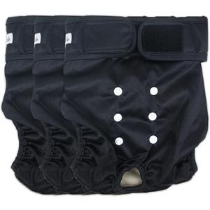 Washable Female Dog Diapers - Premium Reusable Diapers for Doggie in Heat - Highly Absorbent Dog Diapers Female for Pet Incontinence with Adjustable Snaps(Black, Large（15"-17“Waist)