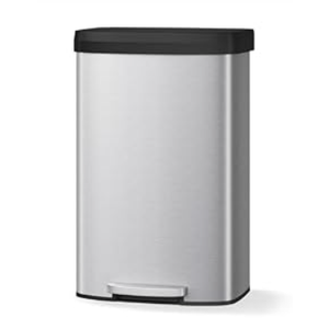 Garvee 21 gal / 80 L Stainless Steel Trash Can with Lid, Large Garbage Can for Kitchen, Rustproof Step-on Kitchen Metal Trash Bin with Liner Rim, Rear Handle, Soft Close Plastic Lid
