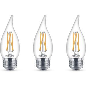 PHILIPS LED 60W BA11 E26 Base 3-Pack Ultra Definition Soft White (2700K) 500 Lumen (5W = 60W) Dimmable Clear Flicker-Free Candelabra Light Bulbs PHILIPS LED 60W BA11 E26 Base 3-Pack Ultra Definition Soft White (2700K) 500 Lumen (5W = 60W) Dimmable Clear Flicker-Free Candelabra Light Bulbs