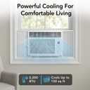 Comfort Zone Window Mounted Room Air Conditioner with Remote Control, 5,000 BTU, Digital Display, 4 Speed Settings, 4 Mode Settings, 24-Hour Timer, Sleep Setting, and Eco Mode