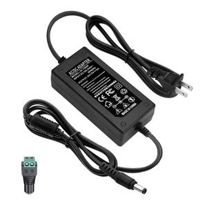 12V 5A Power Adapter 60W AC/DC Converter Suitable for LED Strips, Surveillance Cameras, CCTV CameraMini Fan and Computer Monitors. Features a 5.5x2.5mm Connector and a 2.1mm Plug.
