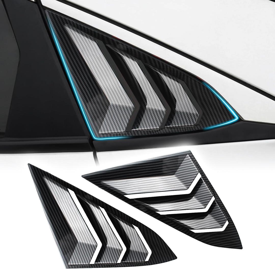 Rear Side Window Louvers for 10th Gen Civic Sedan Compatible with Honda Civic 2016-2021 Exterior Accessories Air Vent Window Scoop Shades Blinds Cover (Carbon Fiber)