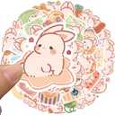 50 Pcs Kawaii Bunny Stickers, Pink Aesthetic Stickers for Water Bottle, Cute Vinyl Waterproof Decals for Laptop Scrapbooking Journaling Bicycle Car Phone for Teens Girls Kids Adult