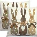 Easter Pillow Covers 20X20 Inch Set of 2,Polka Dot Bunny Throw Pillow Covers for Easter Decorations Spring Rabbit Cushion Case Decoration for Sofa Couch