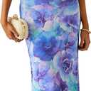 PRETTYGARDEN Women's Floral Bodycon Maxi Dress Summer Beach Sundress Sleeveless Spaghetti Strap Wedding Guest Dress (Purple, M)