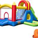 HuaKastro Large Bounce House for Big Kids Inflatable Playground with Tall Slide, Climbing Wall, Water Pool, Bouncy Ball Pit, Tunnel, Ring Toss Cones, Perfect for Backyard Party Family Gatherings
