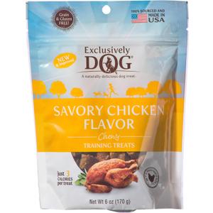 Exclusively Dog Chewy Training Treats Savory Chicken Flavor Grain Free Gluten Free, 100% sourced and Made in The USA, 6 oz. (EXP 02/01/26)