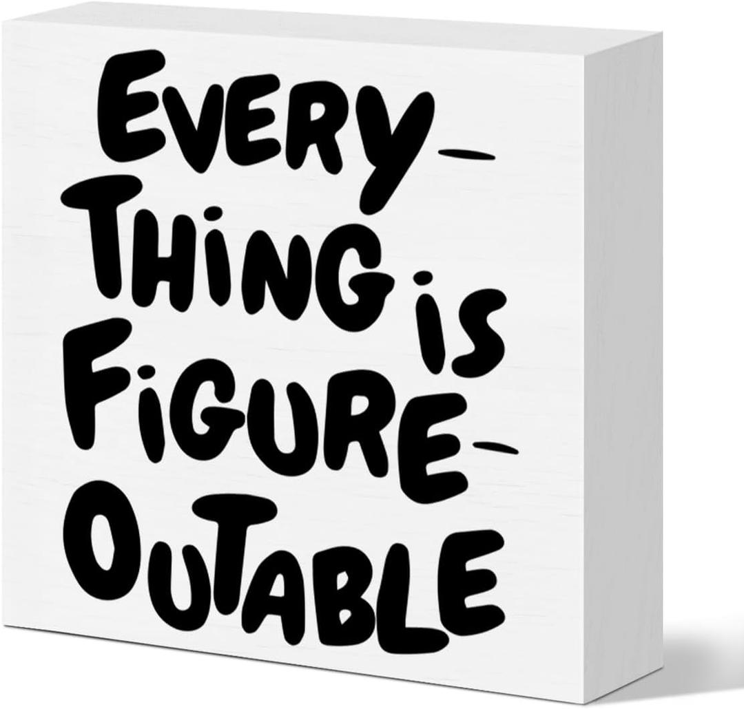 2 x Motivational Office Desk Decor Sign, Inspirational Office Decoration for Business Teamwork Words and Saying Positive Decor, Team Gifts for Coworker Colleague Boss, Everything Is Figureoutable