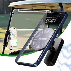 Golf Cart Phone Holder - Magnetic Phone Mount for MagSafe & Universal Phones, 360 Adjustable, Fits EZGO & More, Ideal Golf Gift for Men & Women (Black)