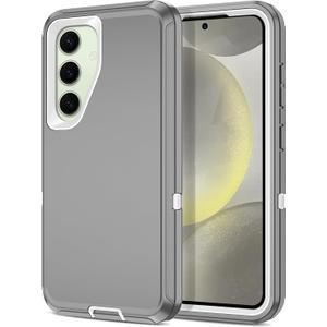 I-HONVA for Samsung Galaxy S24 Plus Case,Galaxy S25 Plus Case Shockproof Dust/Drop Proof 3-Layer Full Body Protection [Without Screen Protector] Rugged Heavy Duty Cover,Grey/White