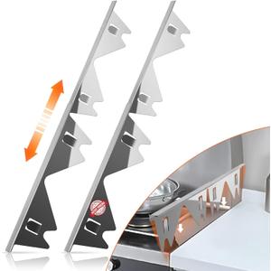 Stainless Steel Stove Gap Covers,Stove Gap Filler, Range Trim Kit, Stove Gap Guards, Heat Resistant and Easy to Clean, Easy retractable Length 13.8" to 27.5", Width 0.79",Silver(2PCS)