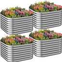 4 Pack 3x3FT Raised Beds for Gardening, Corrugated Galvanized Steel Raised Garden Bed, Outdoor Metal Above Ground Garden Bed for Vegetables and Flowers-3x3FTx10Inch