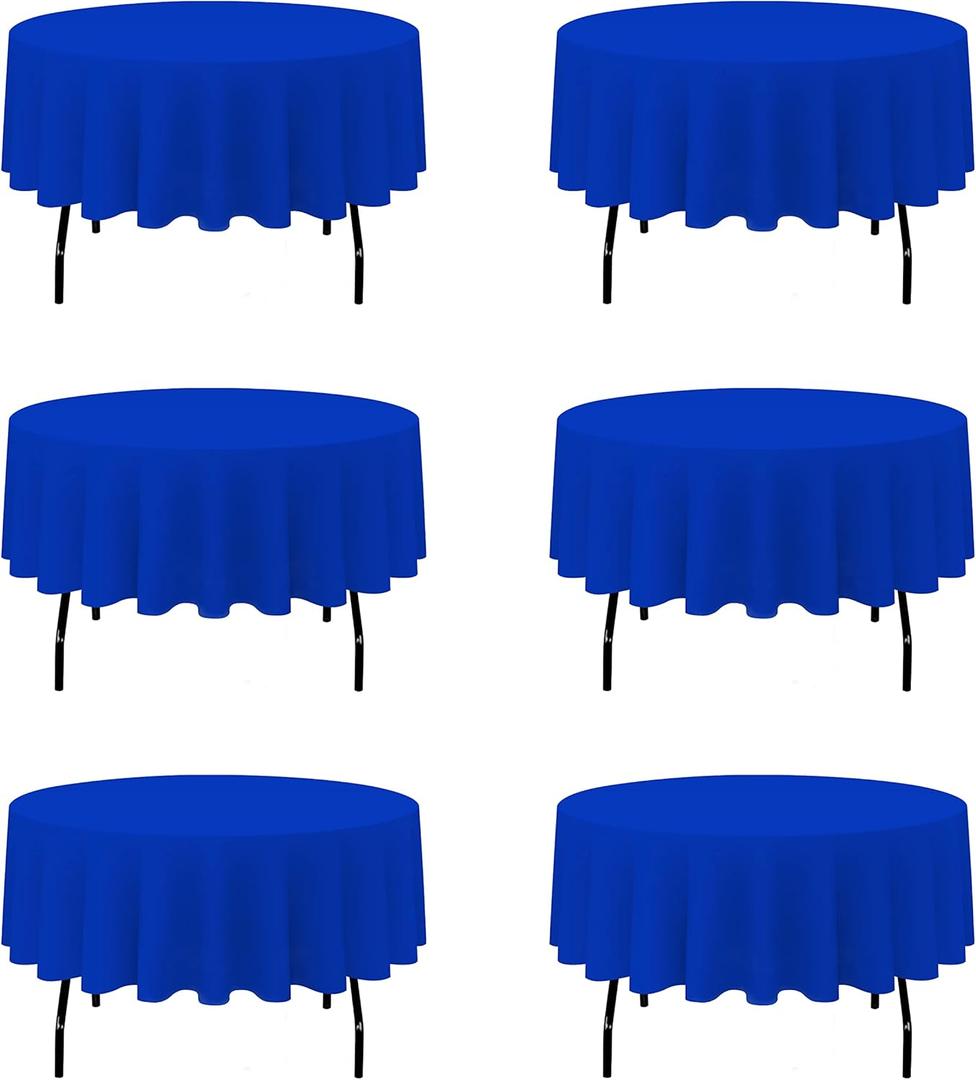 BRILLMAX 6 Pack Royal Blue 70 Inch Round Tablecloths Fit 30" to 54" Tables (8-20" Drop) - Circle Bulk Linen Polyester Fabric Washable Cloth Cover for Wedding Reception Banquet Birthday Party Buffet