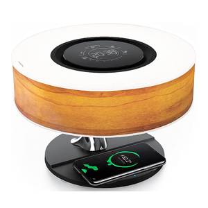ZXNYH Masdio by Ampulla Bedside Lamp with Bluetooth Speaker and Wireless Charger, Table Lamp Desk Lamp with Sleep Mode Stepless Dimming