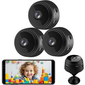 senri 3 Pack Mini Security Camera, 1080P HD WiFi Home Indoor Outdoor Camera for Baby/Pet/Nanny, IP Camera Remote Viewing for Security with iOS,Android Phone APP(Video Only)