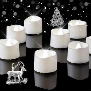Homemory Pure White Flameless LED Tea Lights Candles, 200+Hour Battery Operated Fake Electric Votive Candles TeaLights for Christmas, DIY Mood Lighting, Party, Holiday, Funeral, Home Decor, 24-Pack