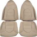 4 PCS Tan Leather Passenger Driver Side Bottom and Top Lean Back Seat Covers Compatible with (Fit F Series) 250 350 450 550 1999 2000