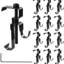 Stainless Steel Brick Hanger No Drill Outdoor Adjustable Brick Hooks Clamps Black Heavy Duty Brick Wall Clips for Hanging Pictures, Lights, Plants(10 Pcs)