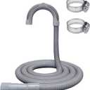 6ft Washing Machine Drain Hose,Corrugated Flexible Washer Drain Hose Extension Replacement for Samsung, LG, Whirlpool, Maytag, Kenmore, GE, Giantex, Panda and More,with 2 Clamps and U-Bend Holder