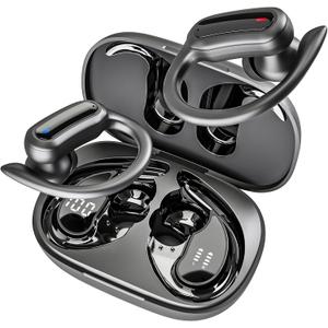 Wireless Earbuds, Bluetooth 5.4 Headphones, True Wireless Stereo Earphones with IPX7 Waterproof, Noise Cancelling Mic, Fast Charging and Comfort Fit Ear Buds for Sports/Workouts - Black