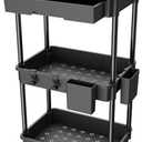 3 Tier Rolling Utility Cart with Drawer,REBECAT Utility Cart Made of Multifunctional Storage Organizer Tool for Kitchen,Bathroom,Living Room,Office (Black)