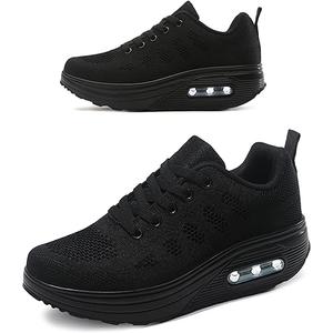 RUIDENG Platform Sneakers for Women Air Cushion | Walking Shoes Women Comfortable All Day | Thick Rocker Bottom 39