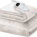 Bedsure Electric Blanket Full Size - Soft Flannel Heated Blanket, Fast Heating with 10 Time Settings & 6 Heat Settings, Warm Gift for Grandma (72x84 inches, Cream)