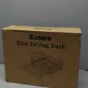 Kitsure Extendable Dish Drying Rack - Rust-Resistant Dish Racks for Kitchen Counter with Adjustable Support Legs, Cutlery Holder & Removable Draining Tray (Black, 15.6''-25.2''L  16.9''W  8.1''H)