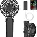 HandFan 5200mAh Portable Fan Handheld, 6 Speeds Hand Held Fan 180 Foldable Personal, Battery Operated USB Rechargeable, Handle Separate Design for Travel/School/Outdoors/Indoors (6 Speeds Black)
