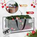 5 Pack Christmas Decorations Storage Bag Set Clear Plastic Waterproof Storage Container Bag Tote with Handles Dual Zippers for Christmas Disassembled Artificial Trees, Lights, Wreath, Balls