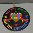 Autism Awareness Signs Wall Decor, Autism Awareness Decoration for Home Office Classroom Door, Autism Hanging Signs Decor, Autism Awareness Month Gifts, See The Ability Not The Disability