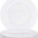 MAONAME 13" Clear Charger Plates Set of 12, Round Table Chargers for Dinner Plates, Plastic Weaving Plate Chargers for Table Setting, Wedding Decor (Grey)