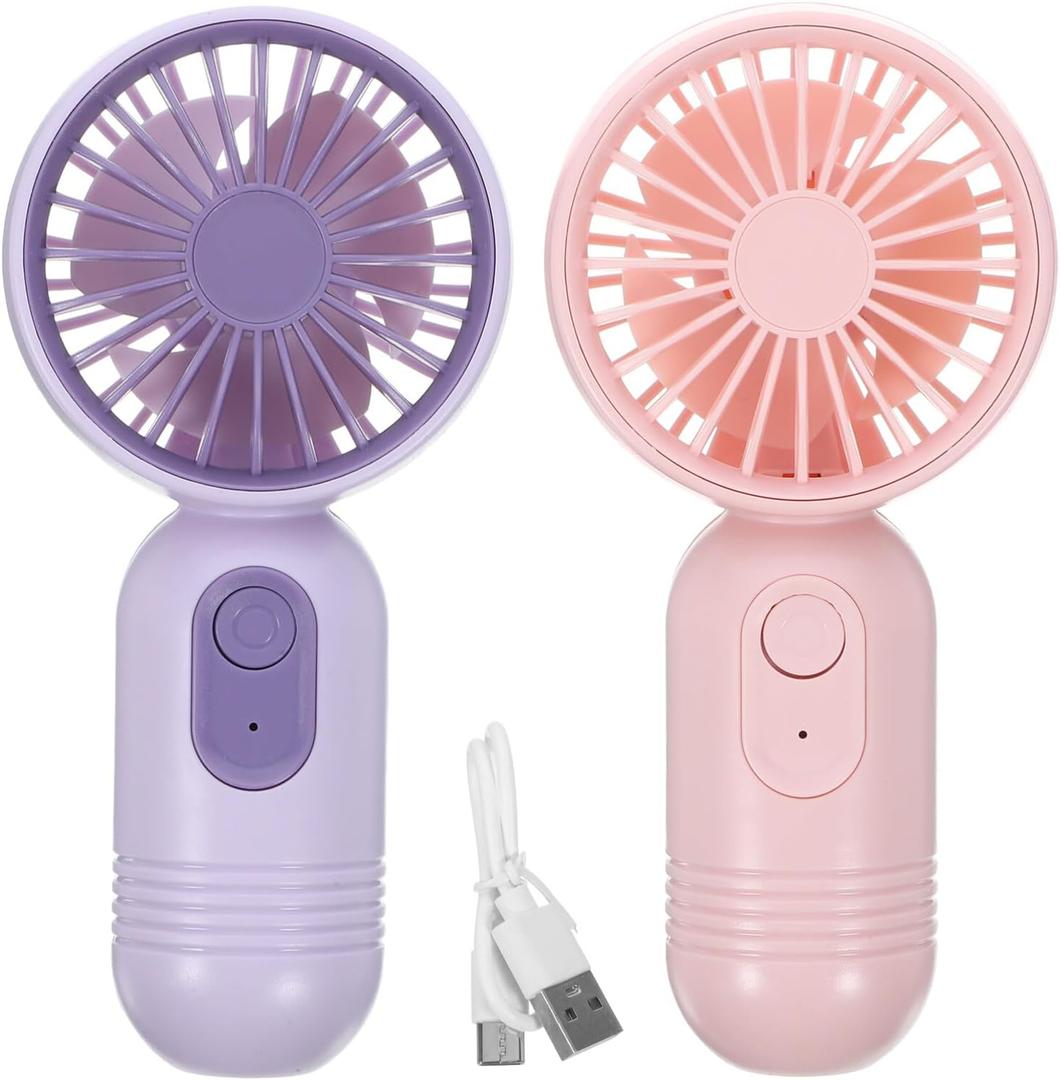 Cabilock 2pcs Portable Mini Usb Charging Handheld Fans Battery Operated Travel Fan for Cooling Compact Design for Outdoor Hiking and Daily Use (Assorted Color 2)