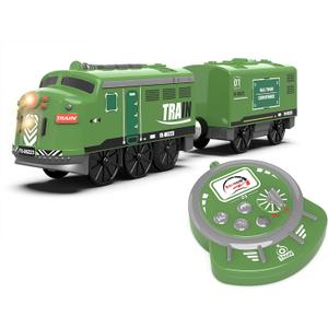 Train Toy Remote Control Locomotive, Motorized Train Set for Wooden Track, Electric Trains with Sound & Lighting Effects Compatible with Thomas, Brio, Chuggington