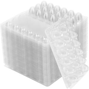 SINJEUN 120 Pack 18 Grid Clear Quail Egg Cartons, Stackable Plastic Quail Egg Container, Small Egg Cartons Cheap Bulk, Reusable PVC Egg Dispenser Holder Case for Refrigerator, Holds 18 Eggs
