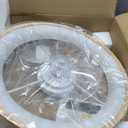 24'' Ceiling Fan with Light Fandelier Flush Mount Low Profile Wood Ceiling Fan with Dimmable LED Light 3 Color 6 Speeds