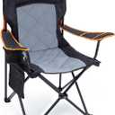 EMERIT Oversized Padded Camping Chair, 350LB Heavy Duty Quad Fold Chair with Arms, Collapsible Outdoor Chairs with Lumbar Back & Cup Holder