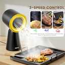 Portable Range Hood, Desktop Kitchen Exhaust Fan with 3-Speed, Adjustable Vent with Detachable Aluminum Filter,LED Light, Large Oil Collection Cup for Indoor BBQ, Hot Pot Cooking and RV